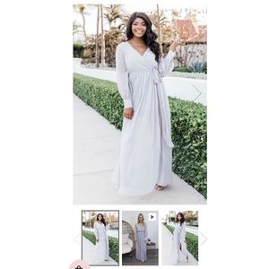 Boutique Silver Long Sleeve Maxi Dress